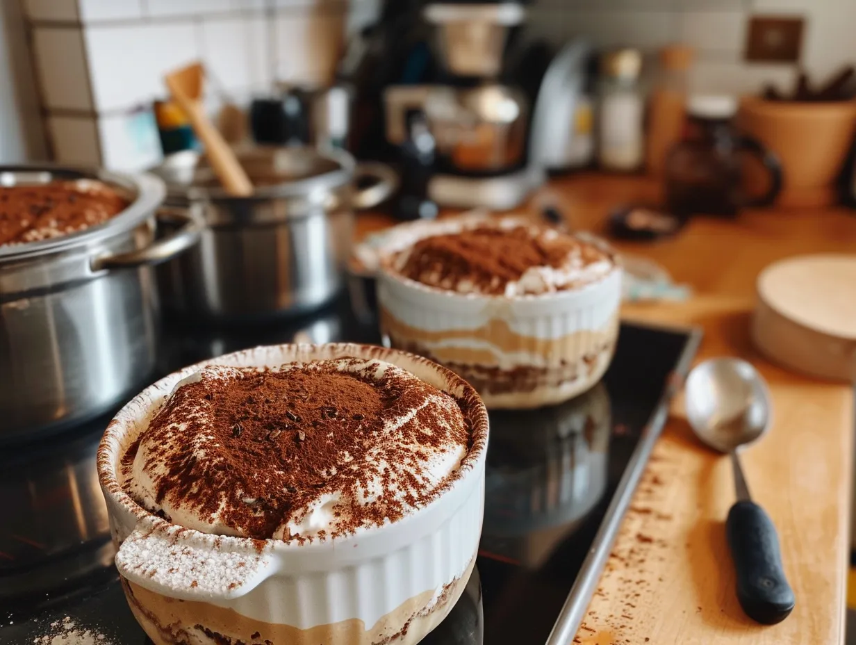 Delicious tiramisu chia pudding ready to be served