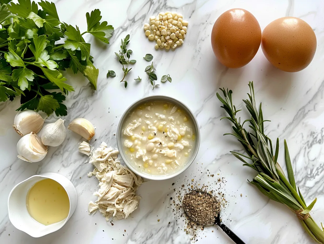 Fresh ingredients for making homemade chicken corn chowder