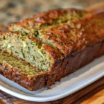 Greek yogurt zucchini bread on a wooden cutting board