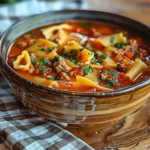 Hearty Bowl of Vegetarian Lasagna Soup