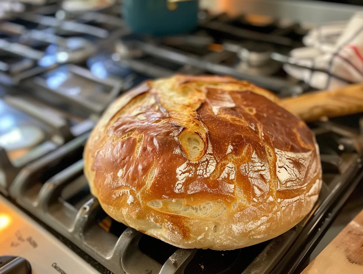 Perfectly baked no-knead panini loaf