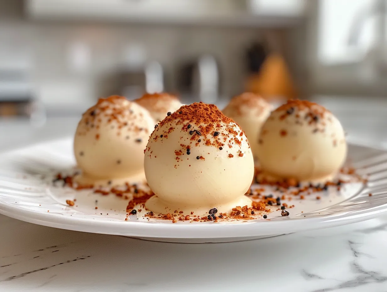 Pumpkin Cheesecake Truffles plated, enticing autumn scene