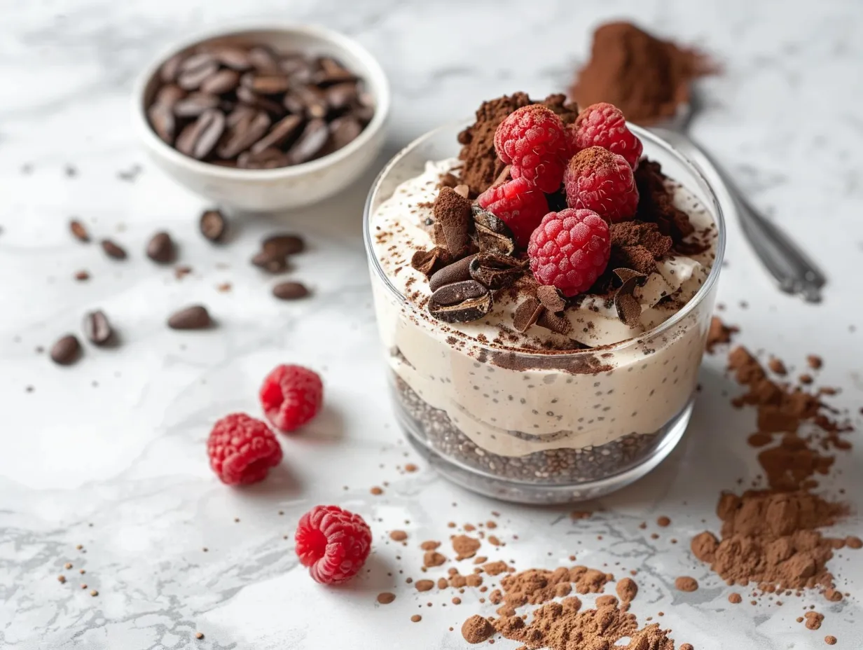 Ingredients for making tiramisu chia pudding