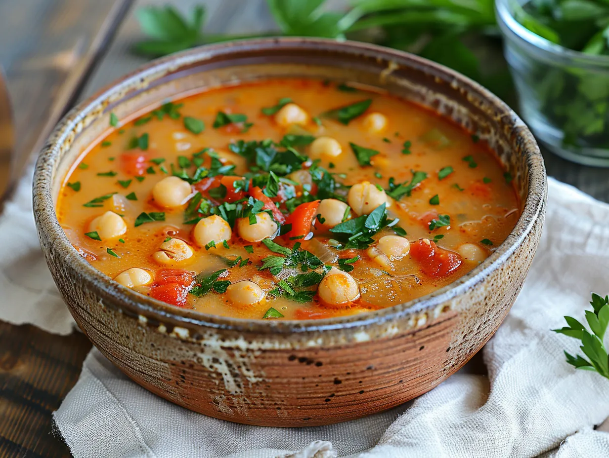 A warm and comforting bowl of Tuscan Chickpea Soup