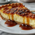 A Mouthwatering Slice of Custard Pie with Praline Sauce