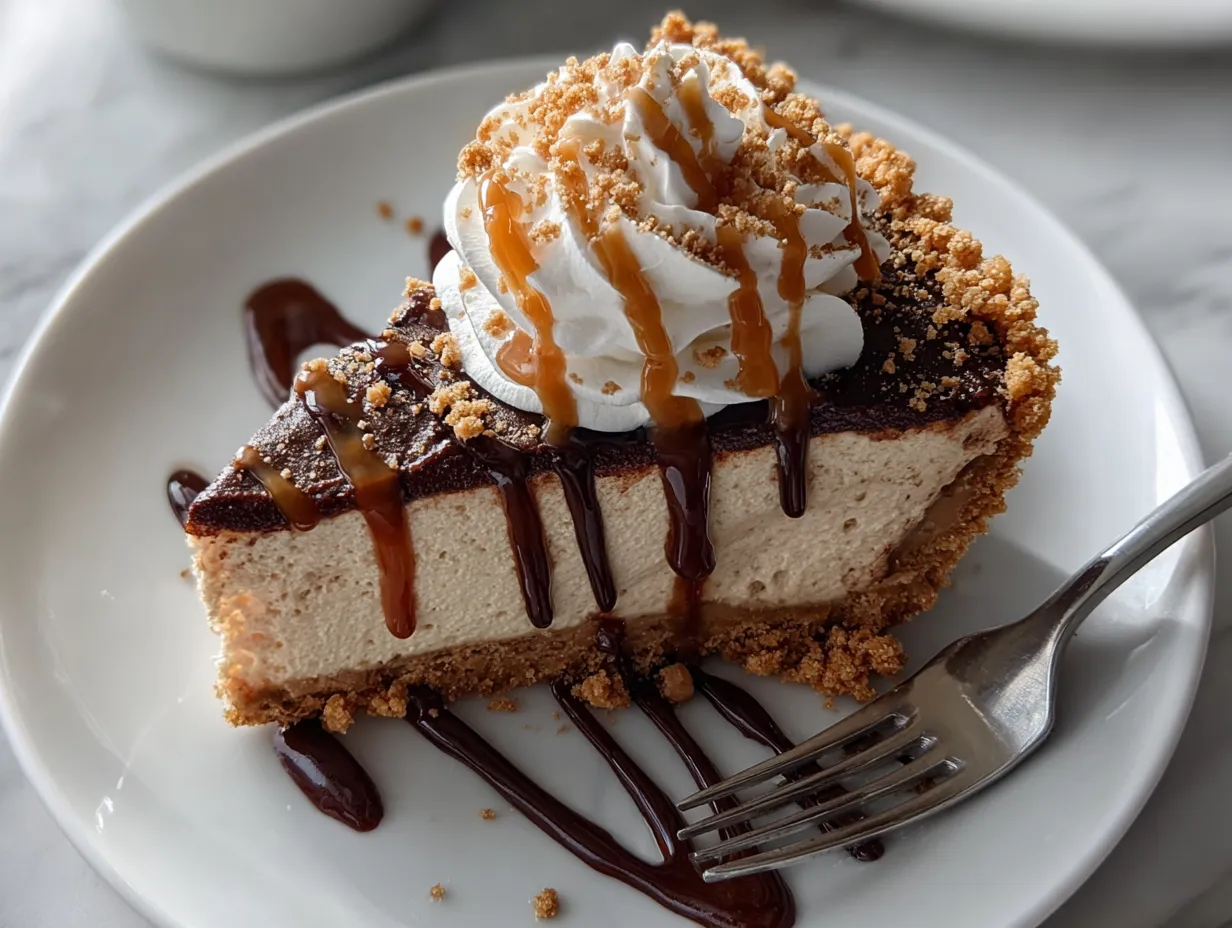 A Mouthwatering Slice of No-Bake Chocolate Peanut Butter Pie