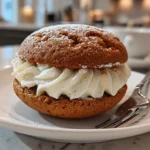 A stack of Apple Cider Whoopie Pies, dusted with powdered sugar