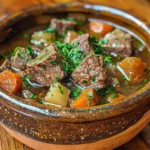 A steaming bowl of Guinness Beef Stew.