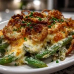 Cheesy Green Bean Casserole Displayed on a Festive Table