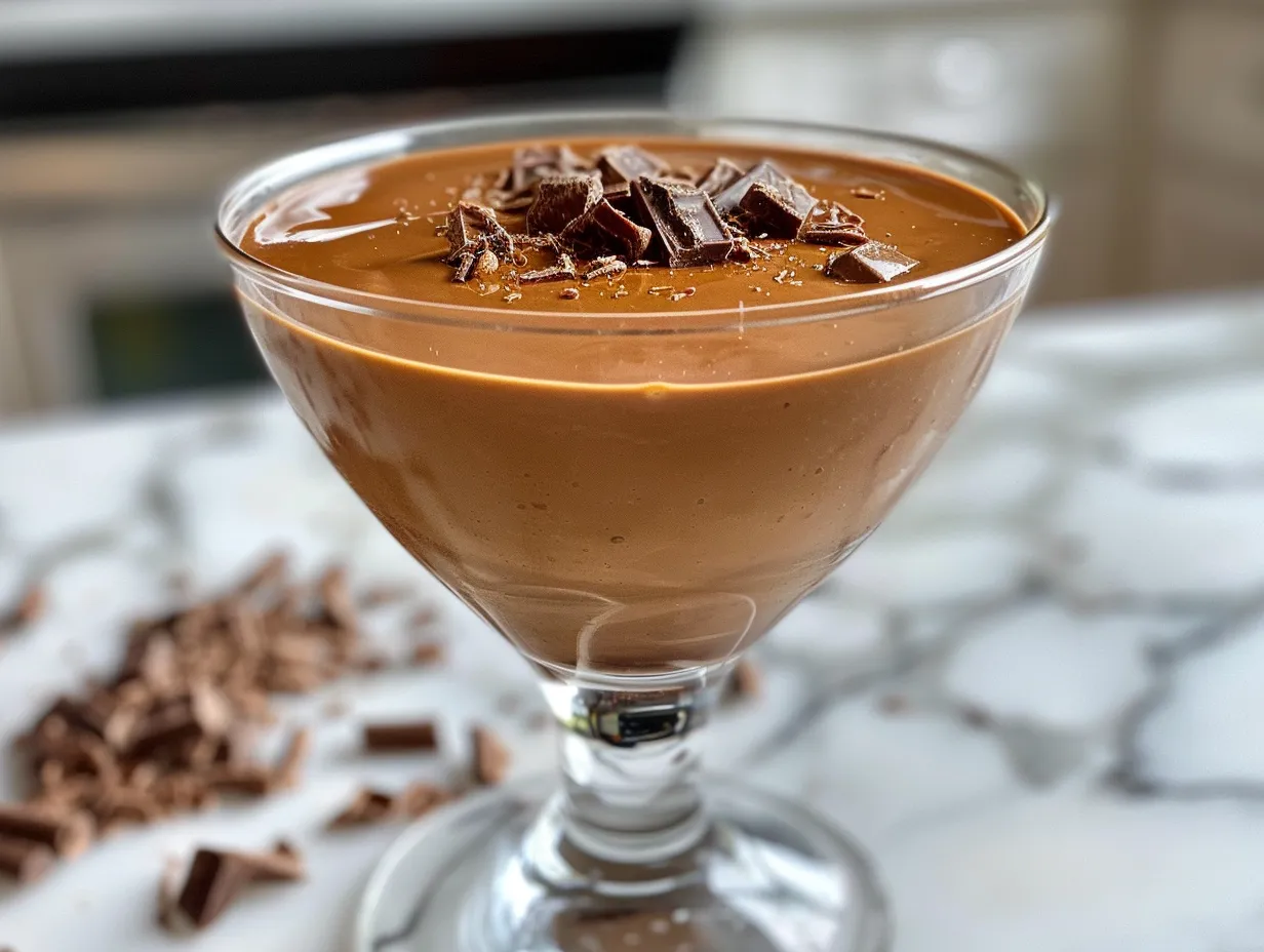 Chocolate Orange Posset on a Kitchen Table