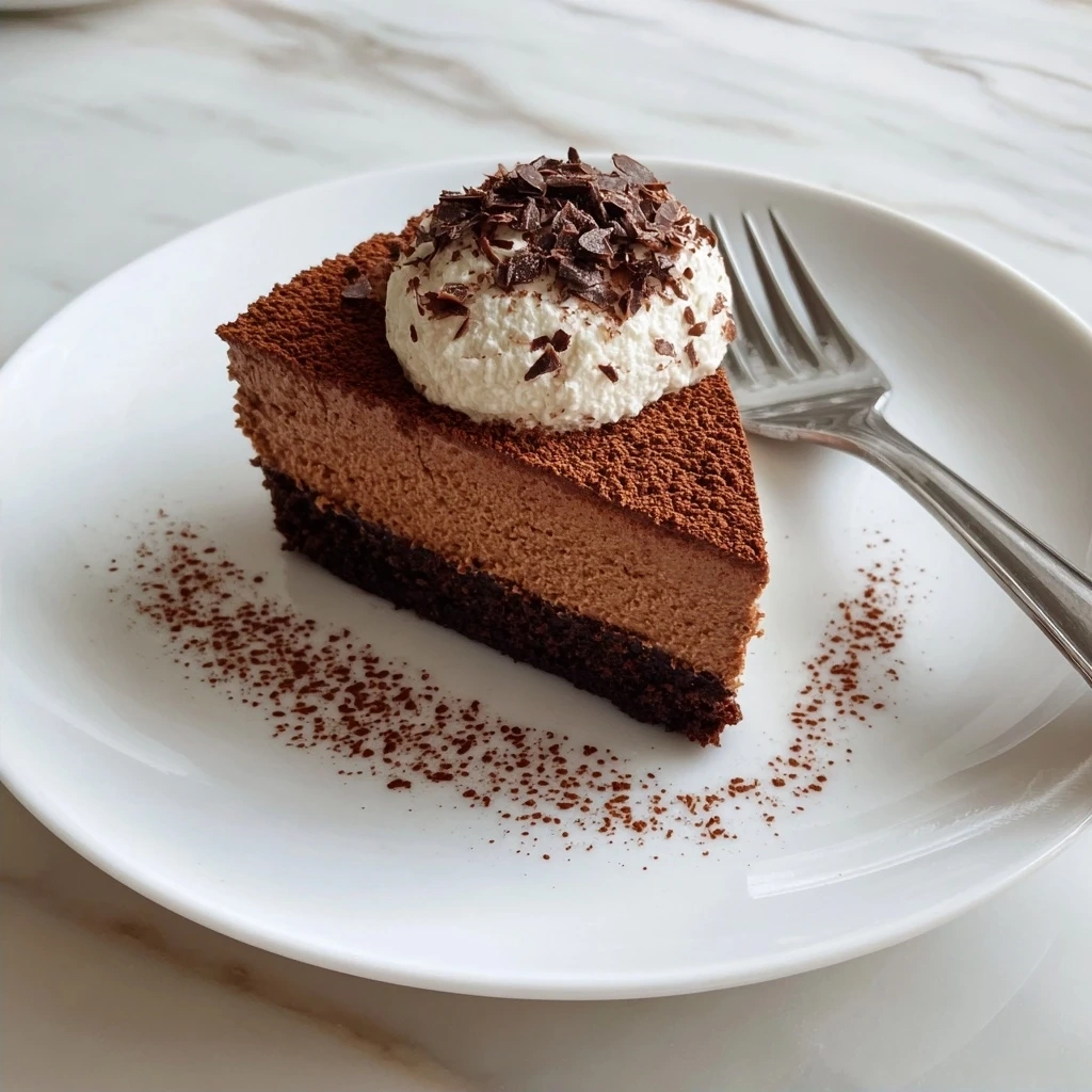 Finished Chocolate Mousse Cake Recipe, garnished and ready to serve.