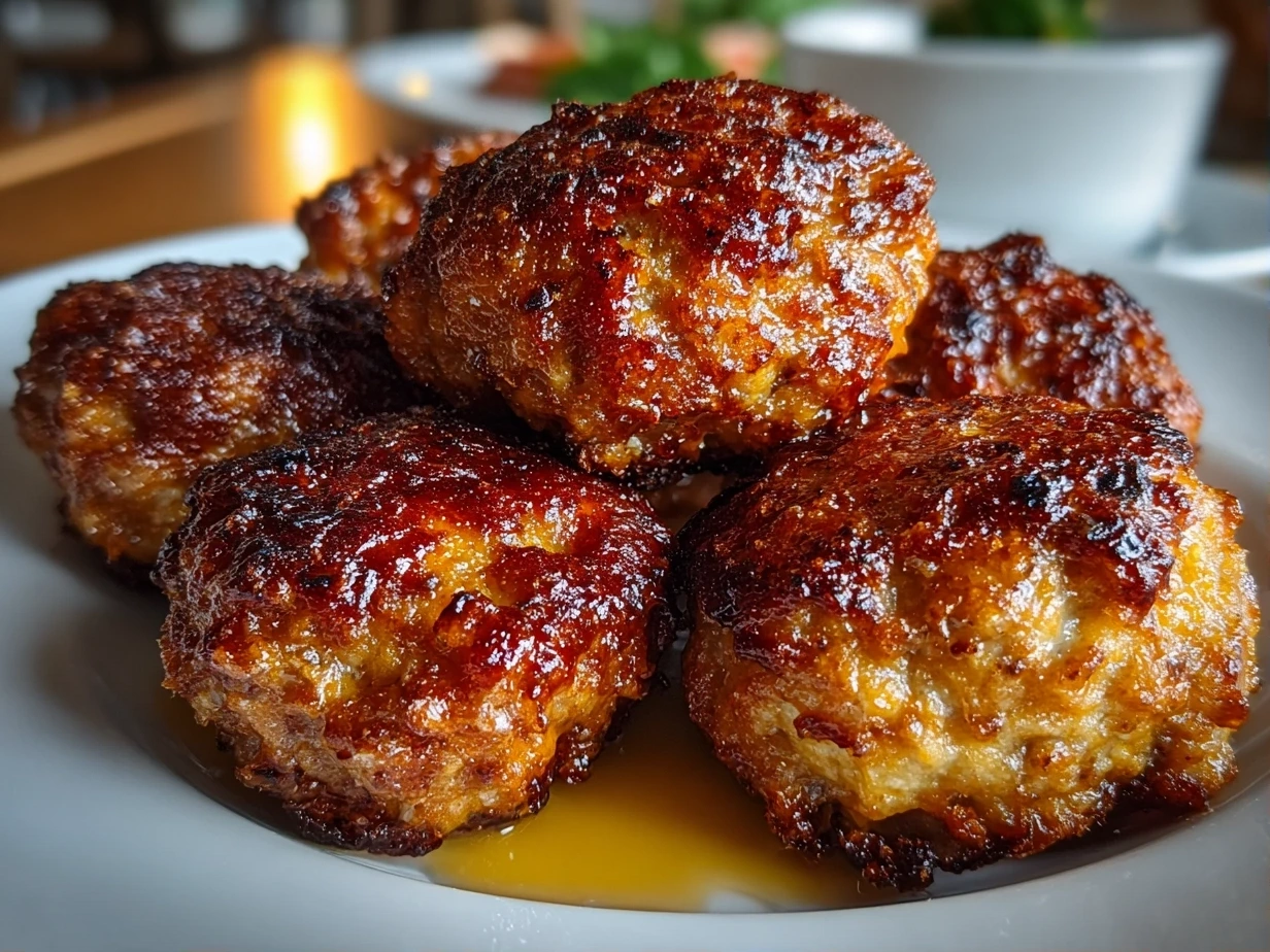 Close-Up of Golden Bisquick Sausage Balls
