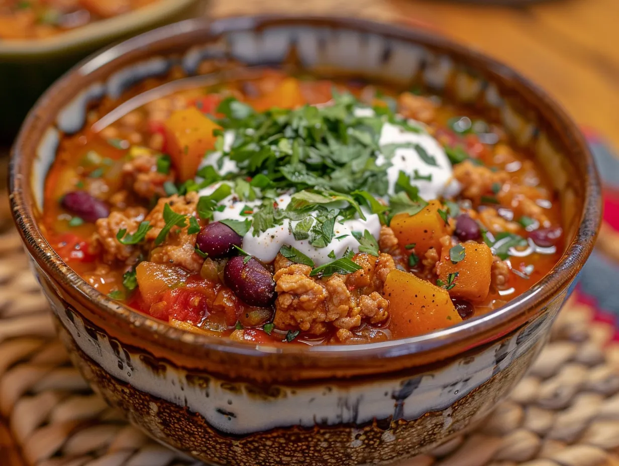 Cozy Bowl of Turkey Pumpkin Chili