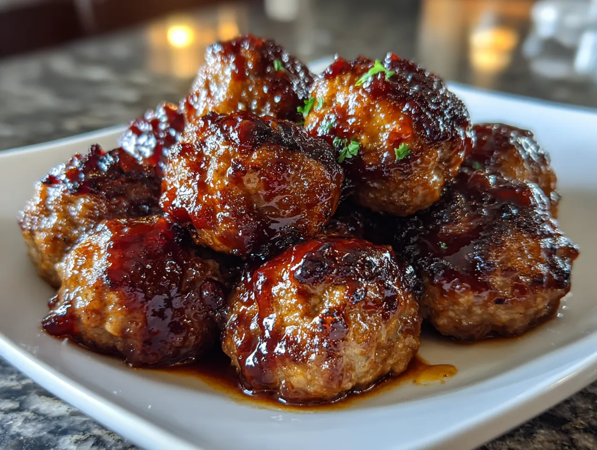 Delicious Cranberry BBQ Crockpot Meatballs served in a bowl
