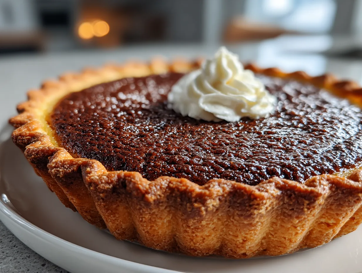 Final Dark Chocolate Chess Pie with sea salt sprinkle