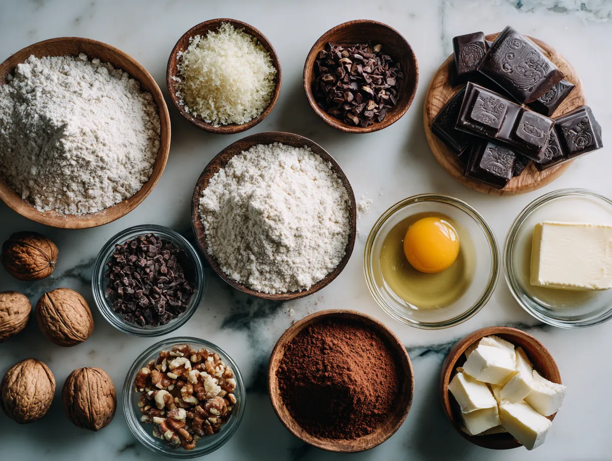 Ingredients for making Dark Chocolate Chess Pie