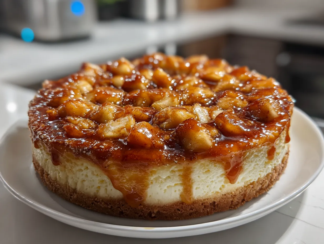 Decadent Slice of Salted Caramel Apple Pie Cheesecake