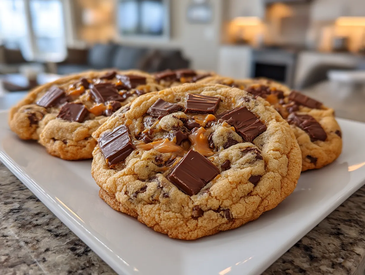 Delicious Reeses Peanut Butter Cup Cookies on a White Plate