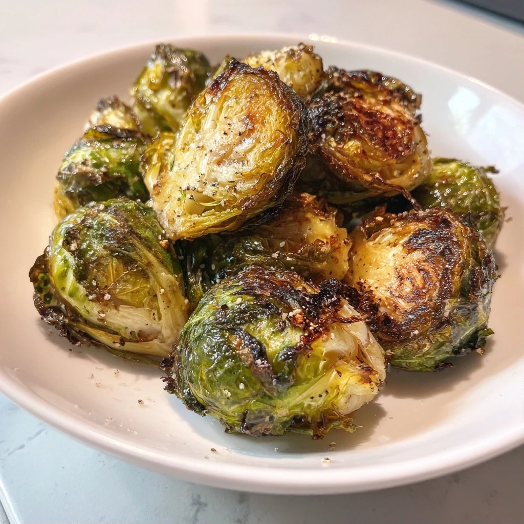 Delicious roasted brussel sprouts, ready to enjoy