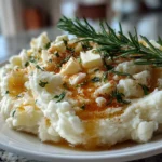 Delicious Rosemary Garlic Mashed Potatoes on a Plate