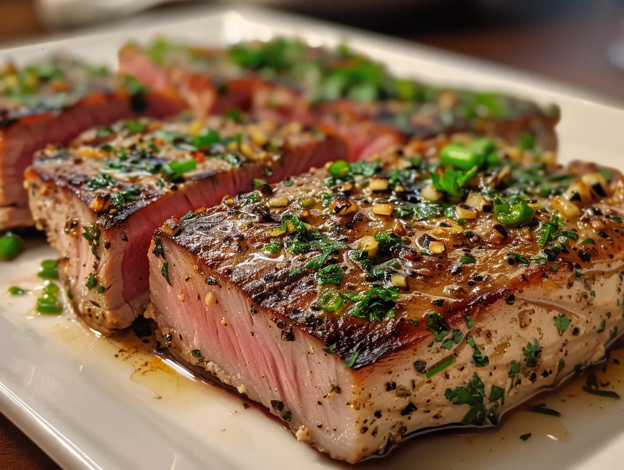 Delicious Seared Tuna Steak with Garlic Herb Butter