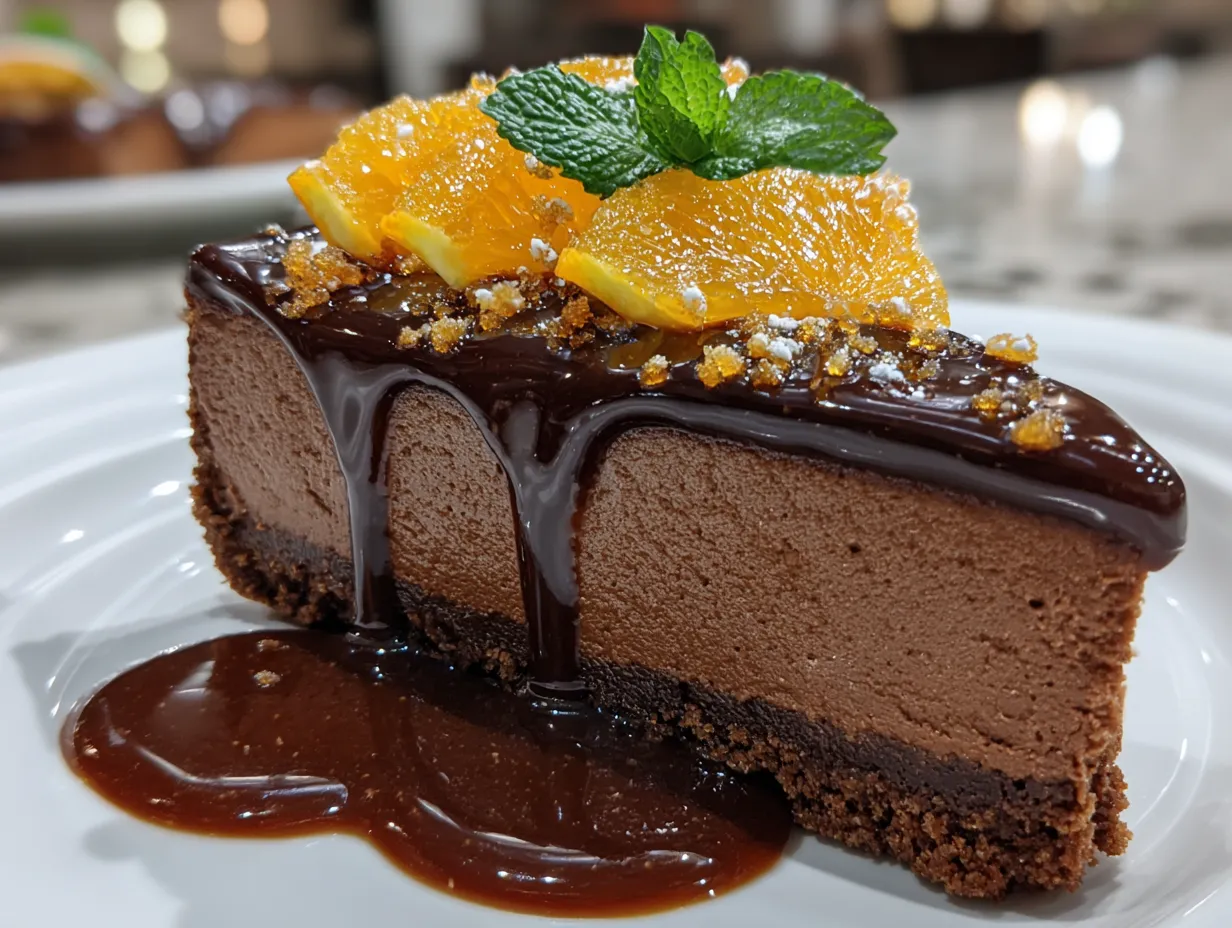 Delicious Slice of Chocolate Orange Cheesecake