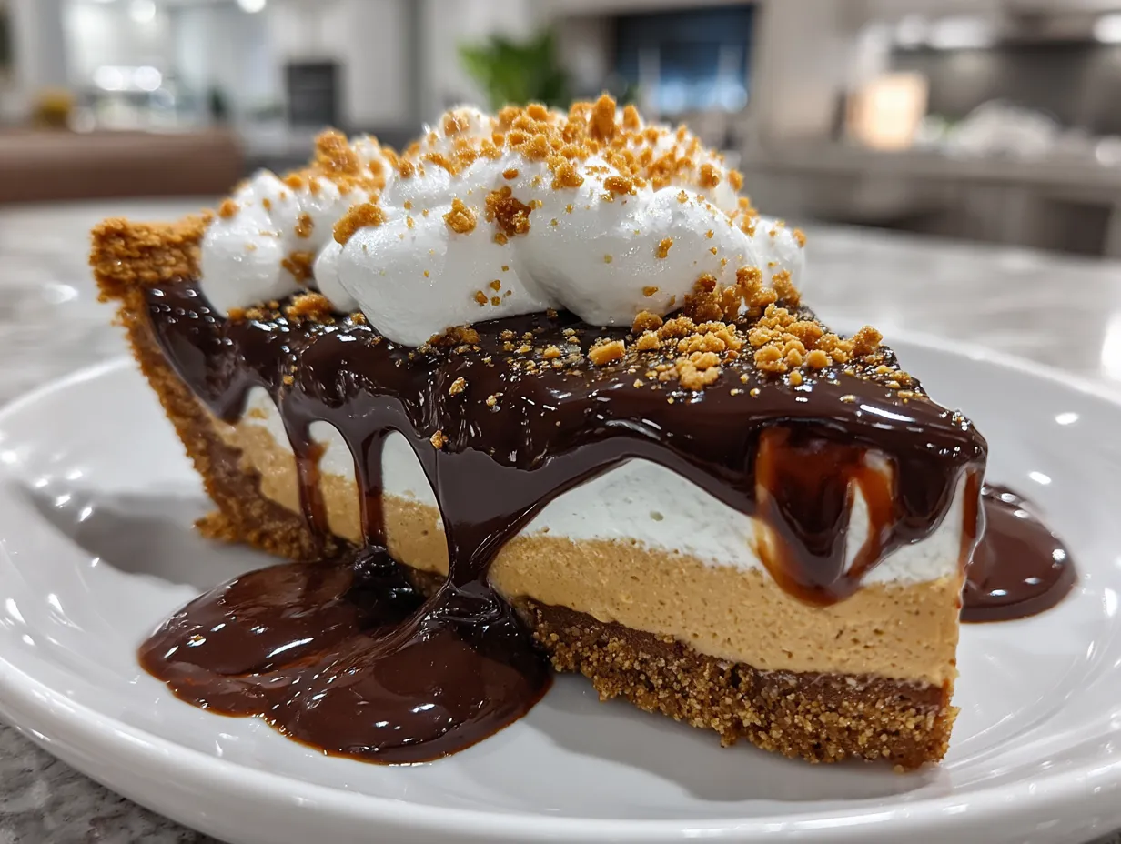 Delicious Slice of Chocolate Peanut Butter Pie