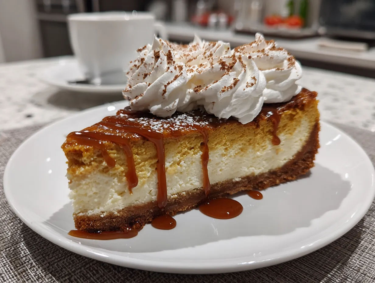 Delicious Slice of Pumpkin Cheesecake