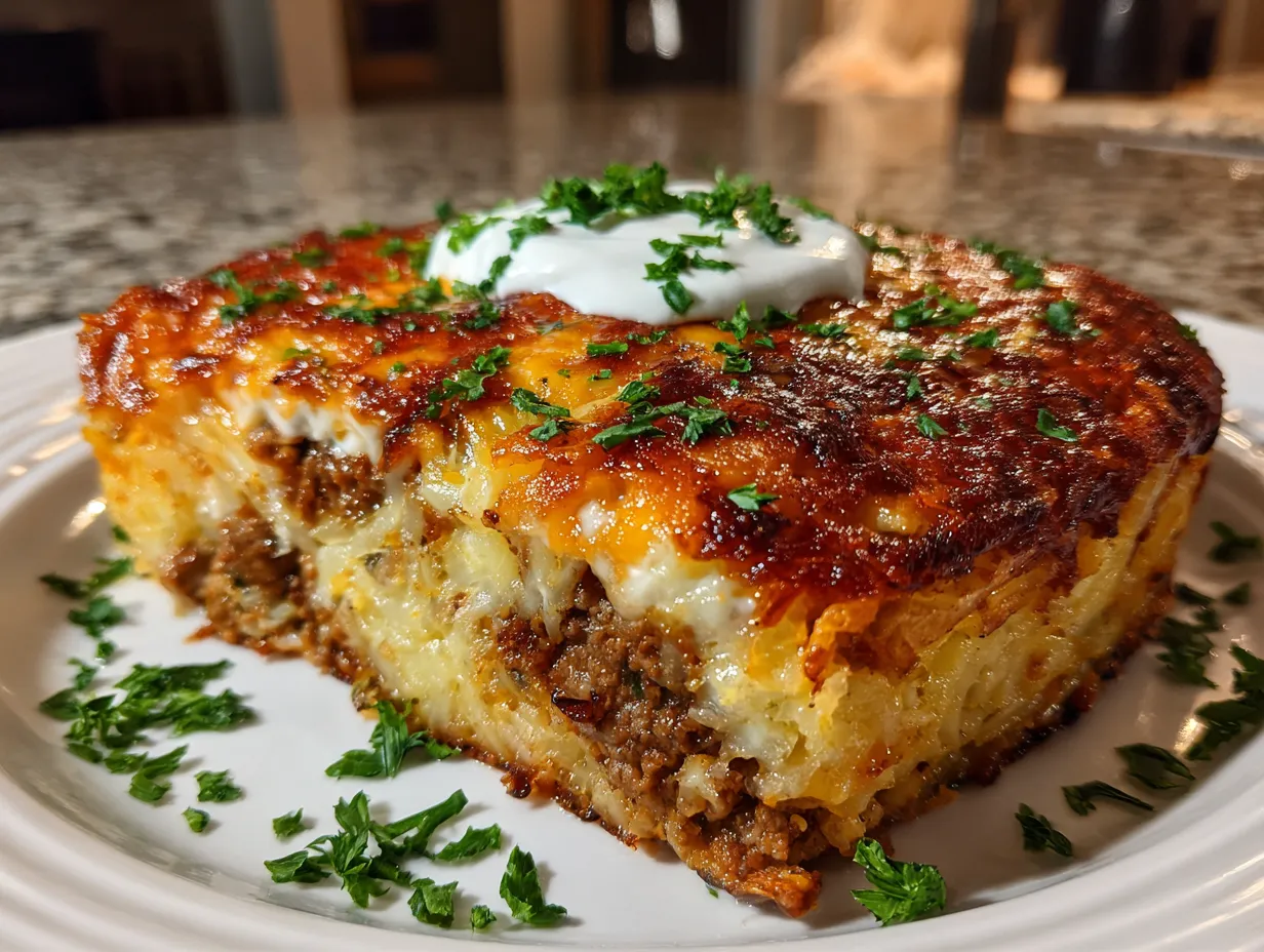 Delicious Taco Hashbrown Casserole