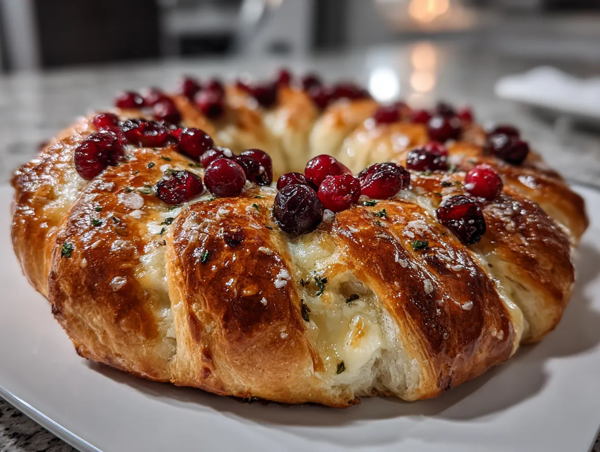 Festive Cranberry Brie Crescent Wreath Display