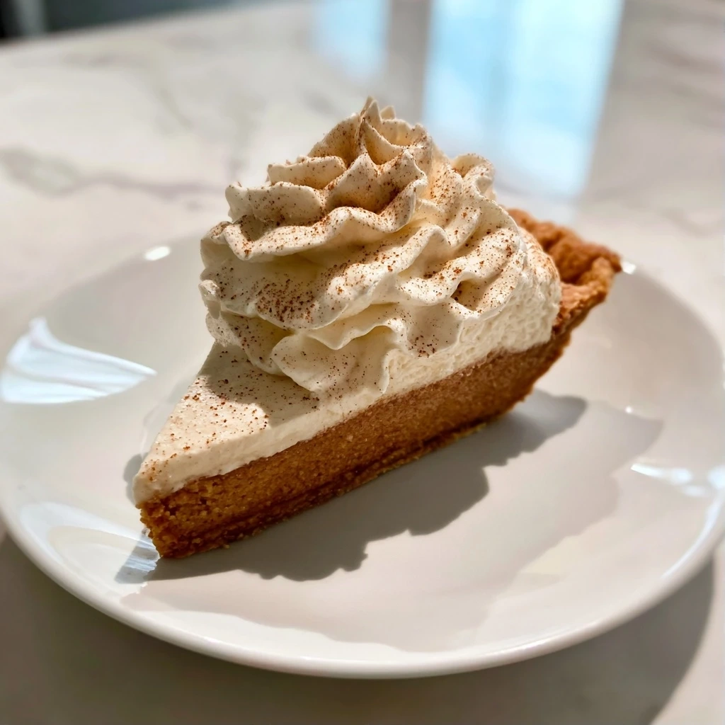 Finished Apple Butter Pie with Cinnamon Whipped Cream on a plate.