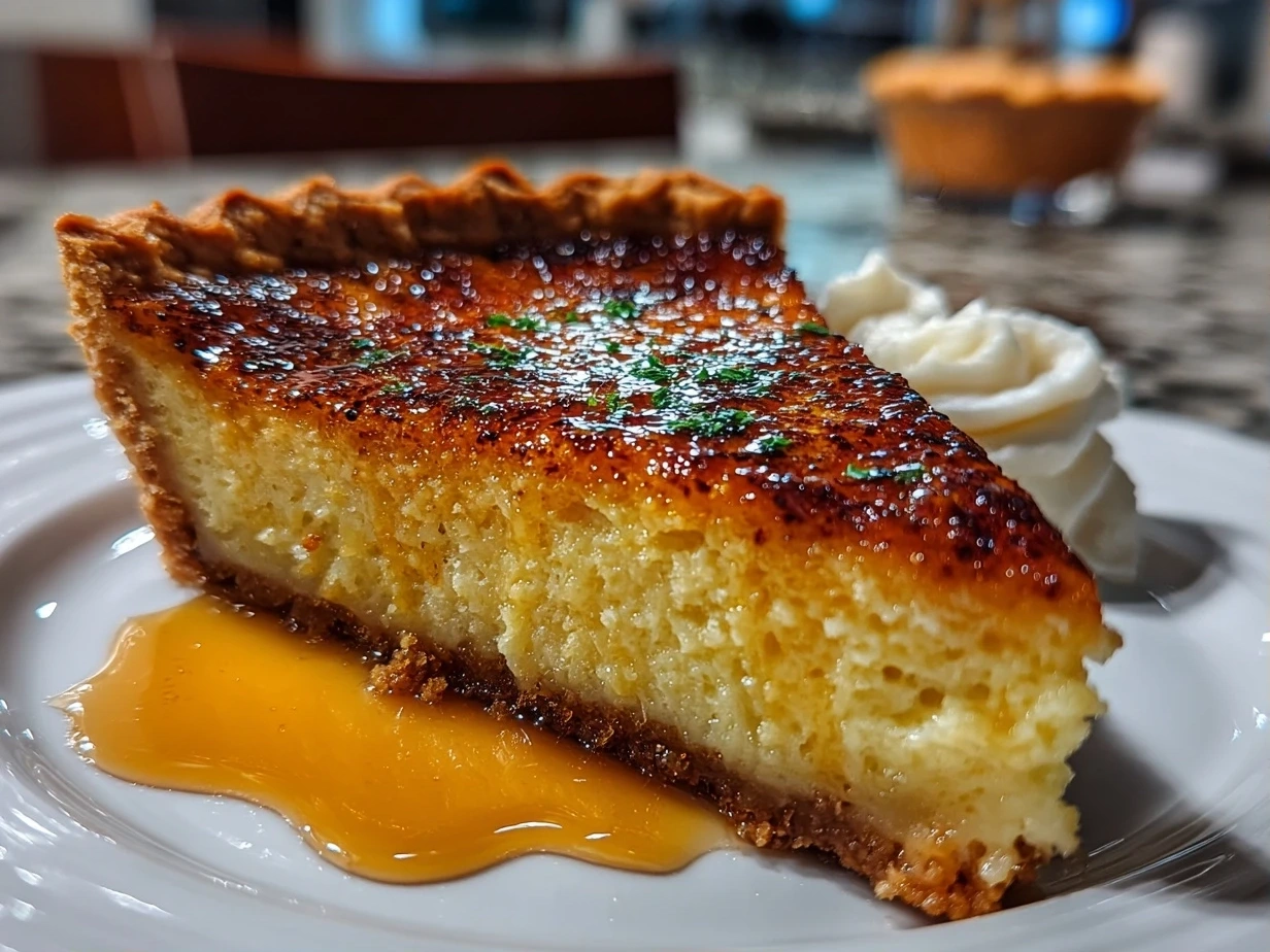 Finished Burnt Honey Pie on display.