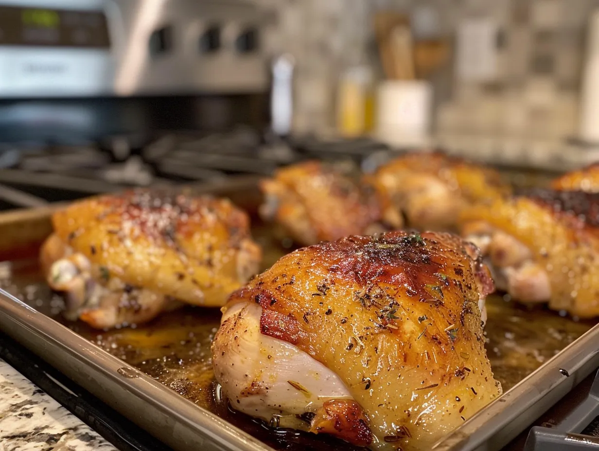 Finished Deviled Chicken Thighs.