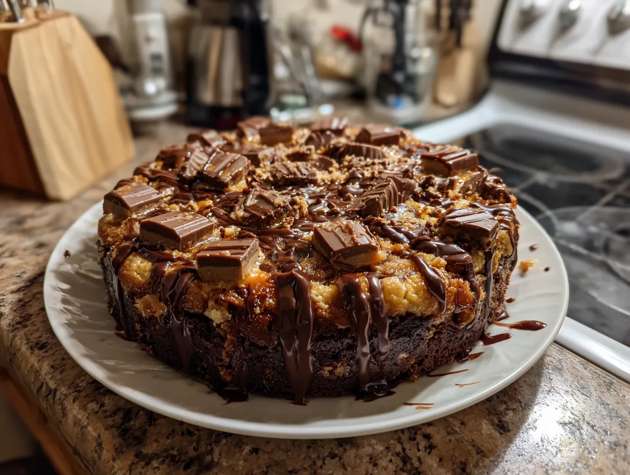 Finished Reeses Peanut Butter Cup Earthquake Cake