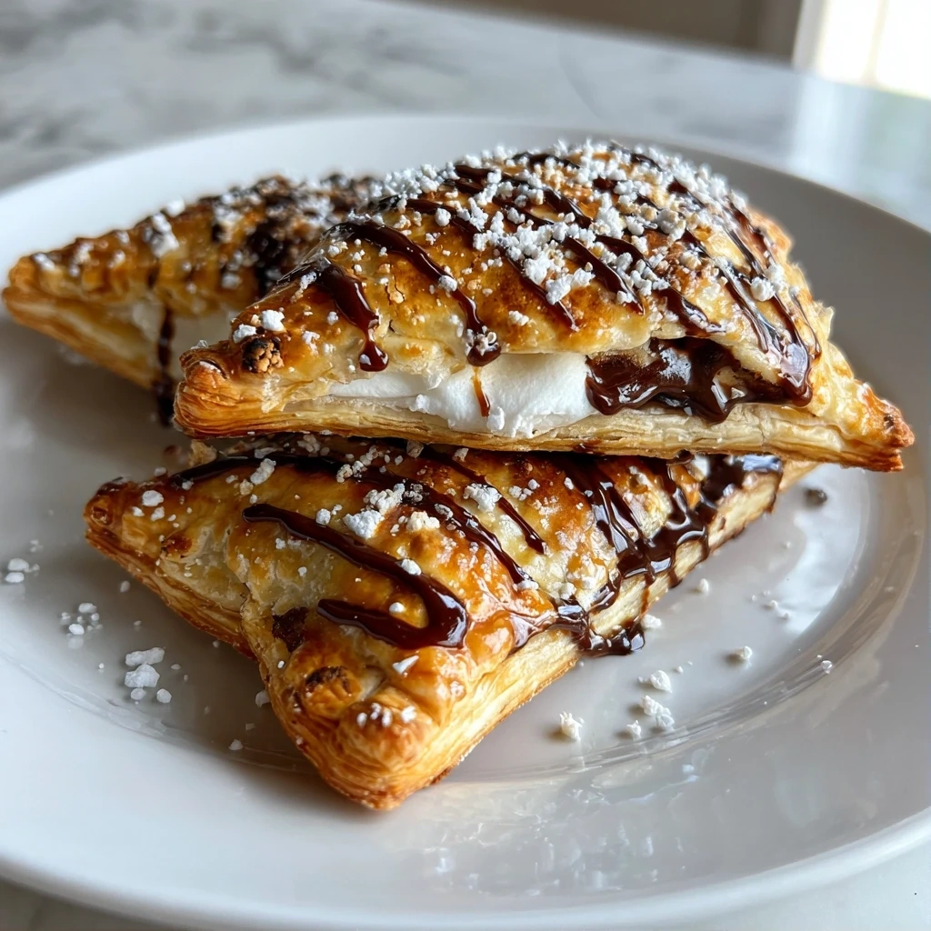 Delicious finished smores hand pies on a plate.