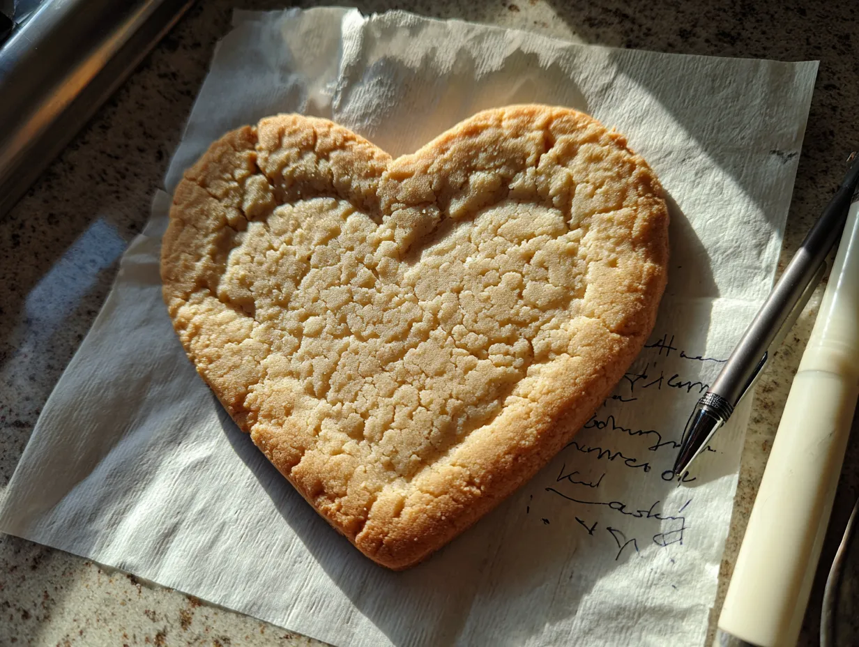 Finished soft sugar cookies on a plate with a handwritten note