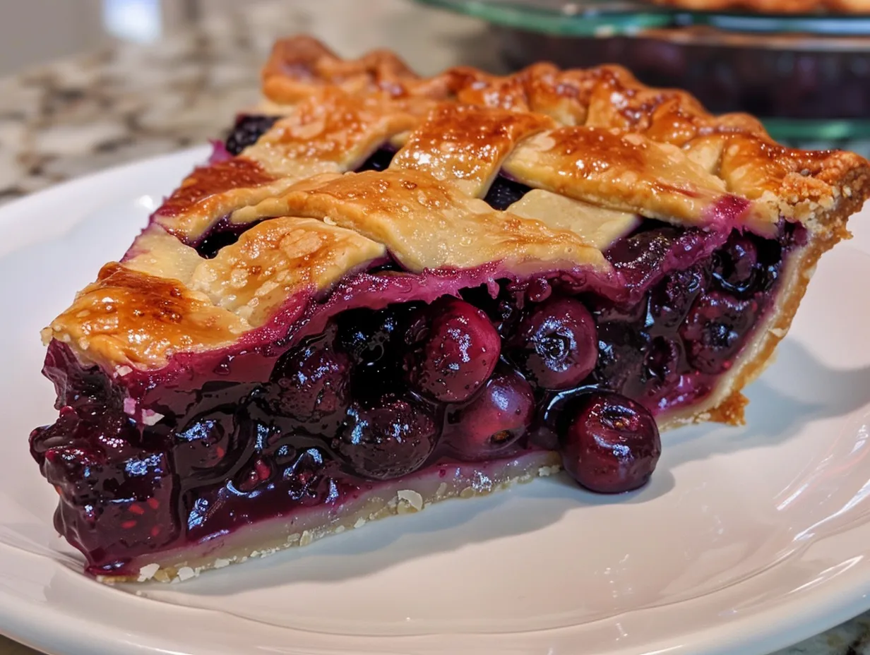 Freshly Baked Blueberry Pie on a Rustic Table