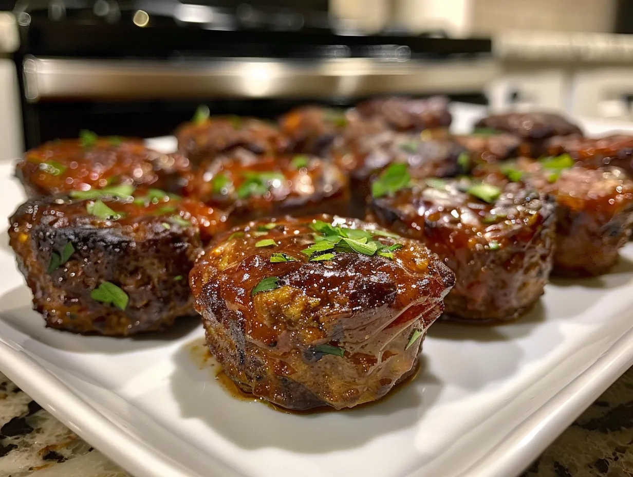 Homemade Mini Meatloaf Muffins on a Plate