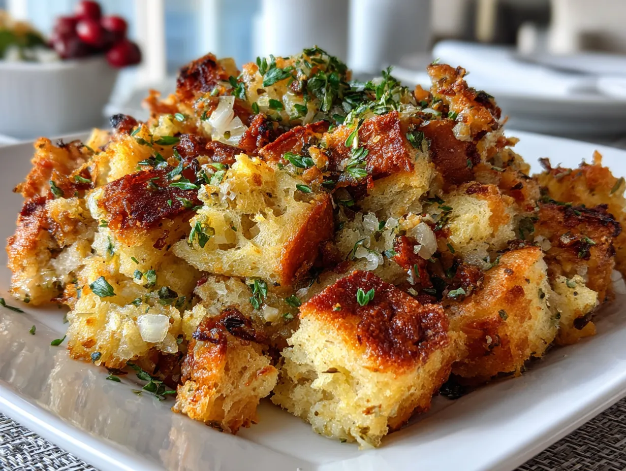 Finished homemade Turkey Crockpot Stuffing