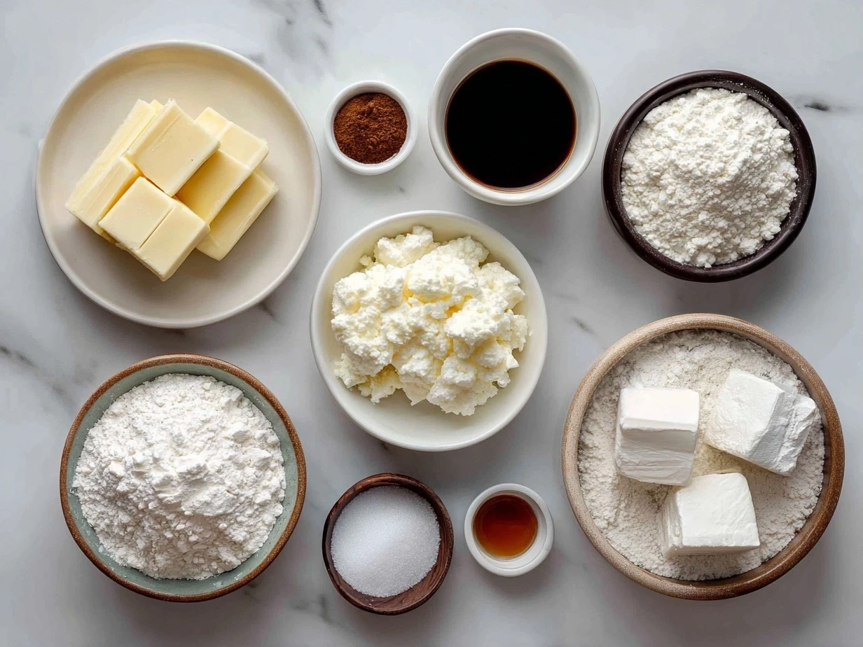 Ingredients for Puff Pastry Brie Bites including puff pastry, brie, fig jam, and pecans