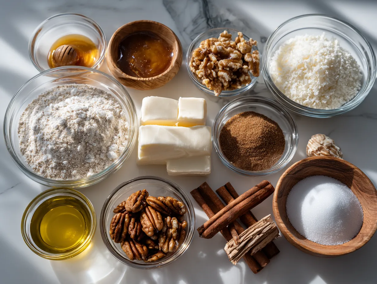 Ingredients for making Salted Caramel Apple Pie Cheesecake