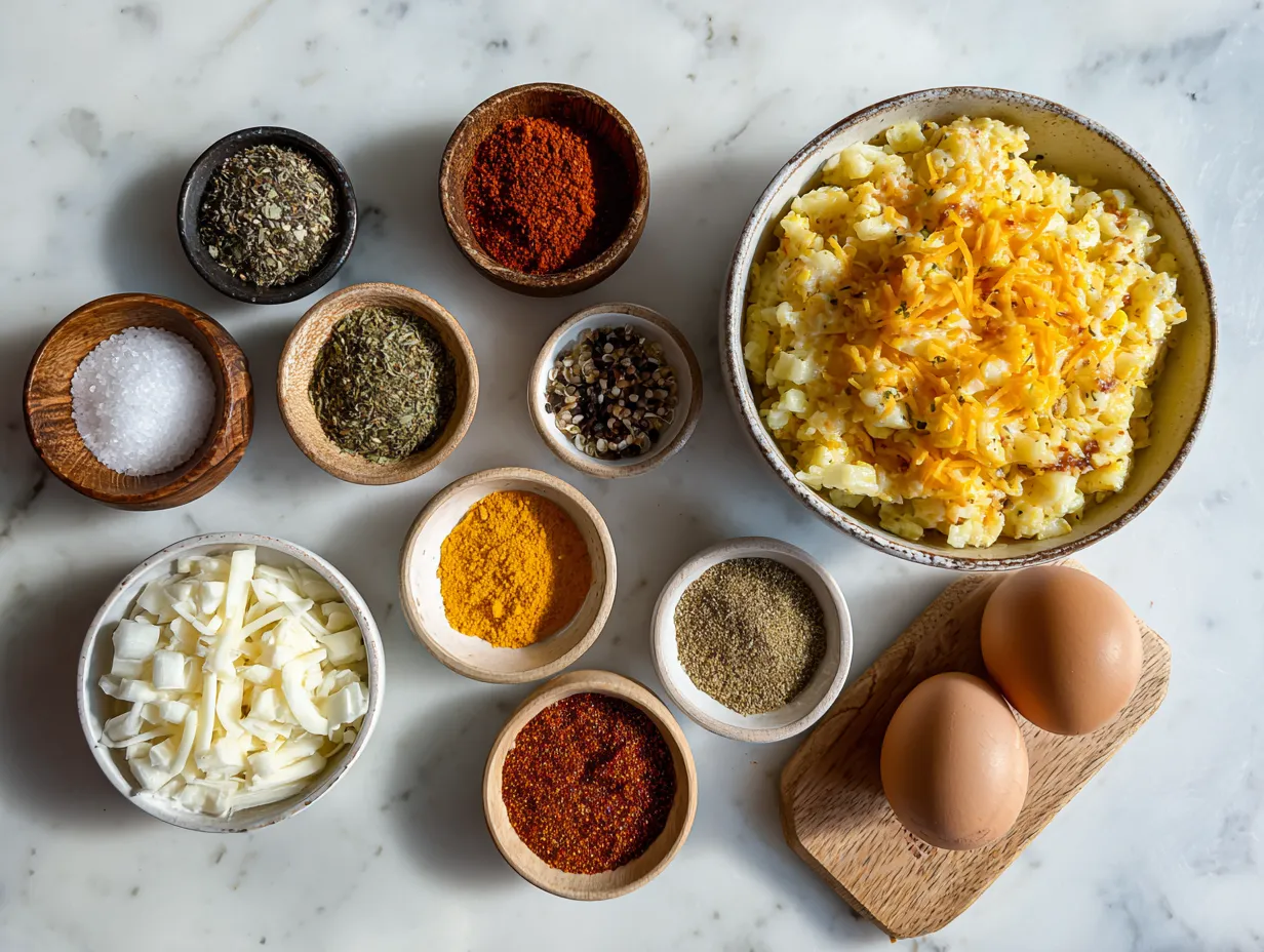 Ingredients for Taco Hashbrown Casserole