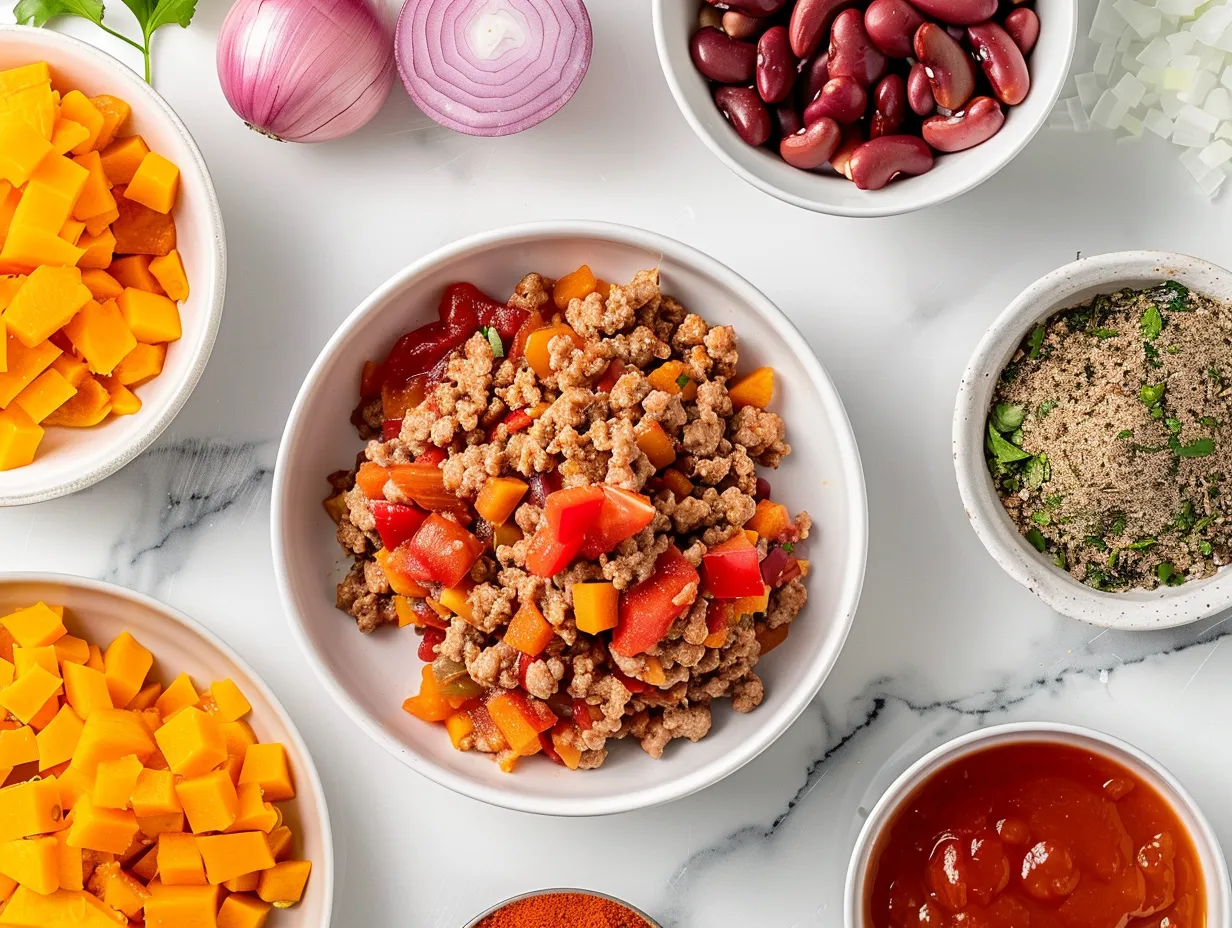 Ingredients for making Turkey Pumpkin Chili