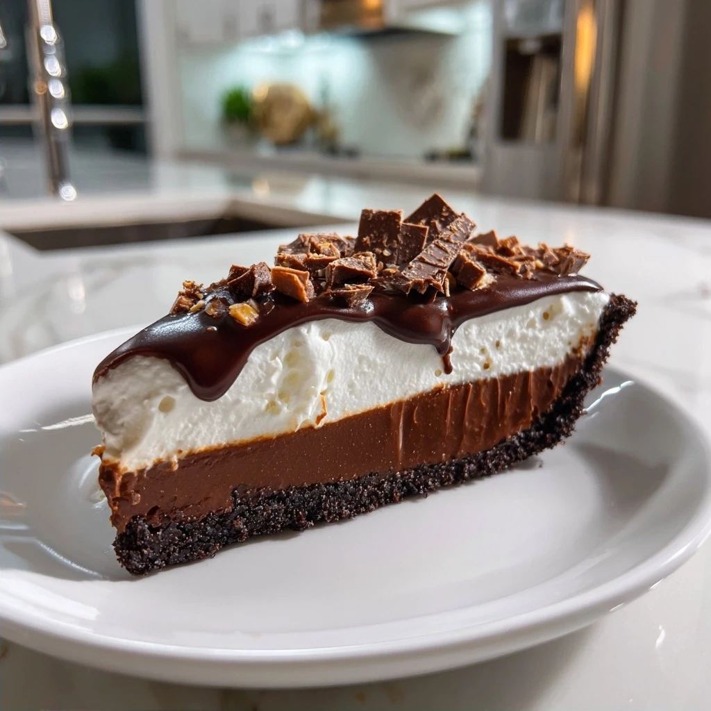 Finished Mississippi Mud Pie with Creamy Chocolate Filling