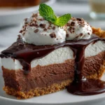 Mouthwatering Slice of Homemade Triple Chocolate Pie