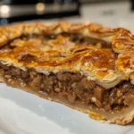 Overhead shot of a freshly made Possum Pie