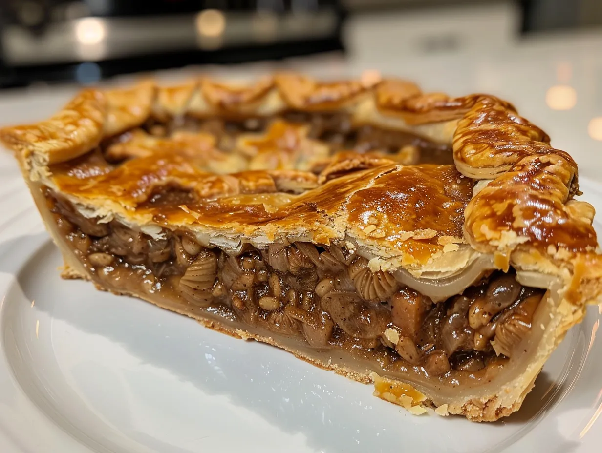 Overhead shot of a freshly made Possum Pie