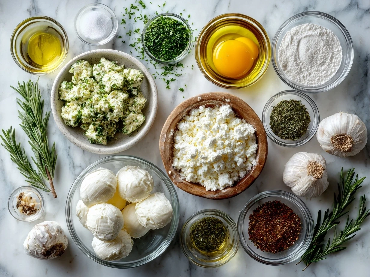 A selection of the fresh ingredients for making garlic herb cheeseball.