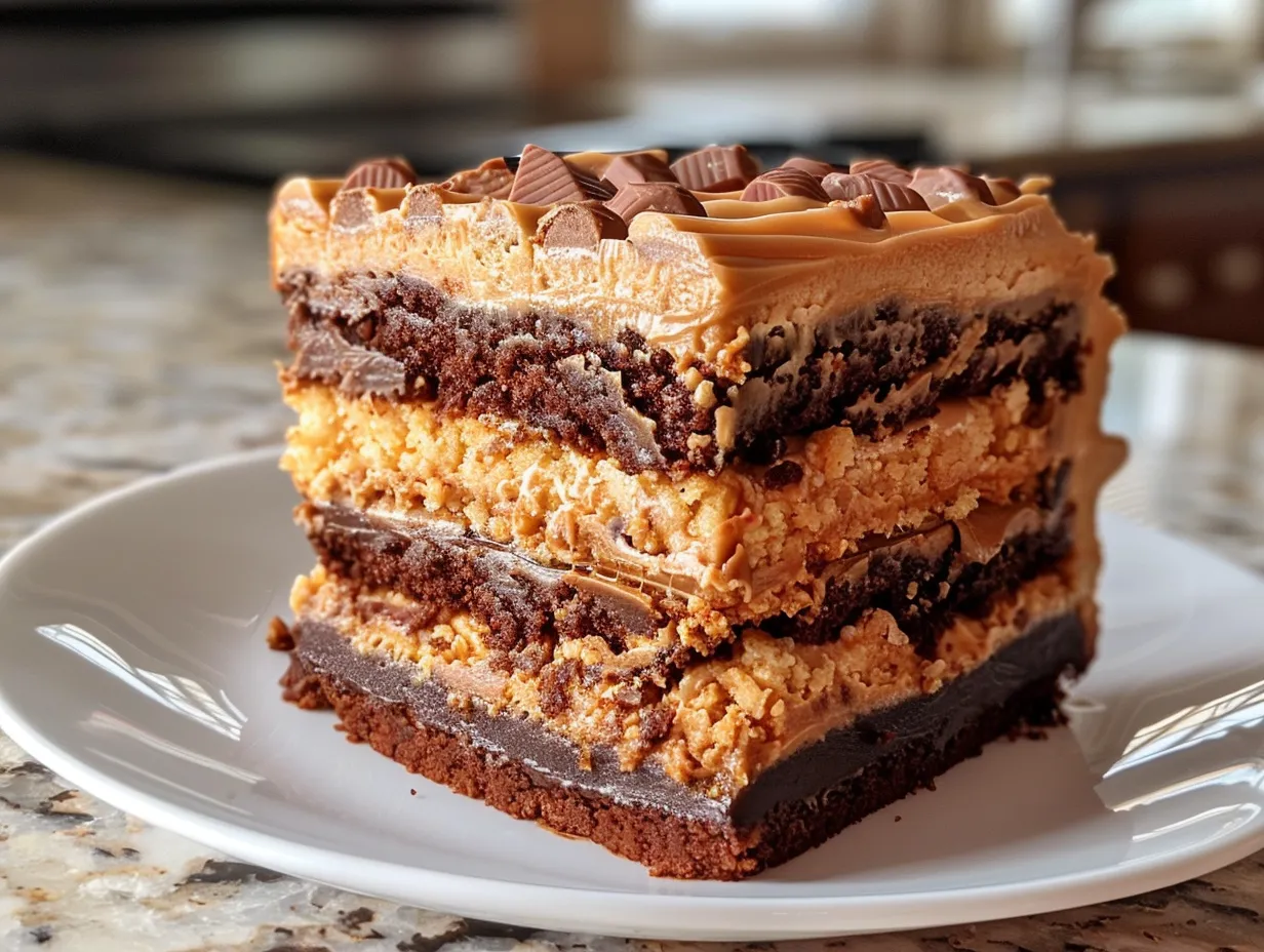 Reeses Peanut Butter Cup Earthquake Cake Delight
