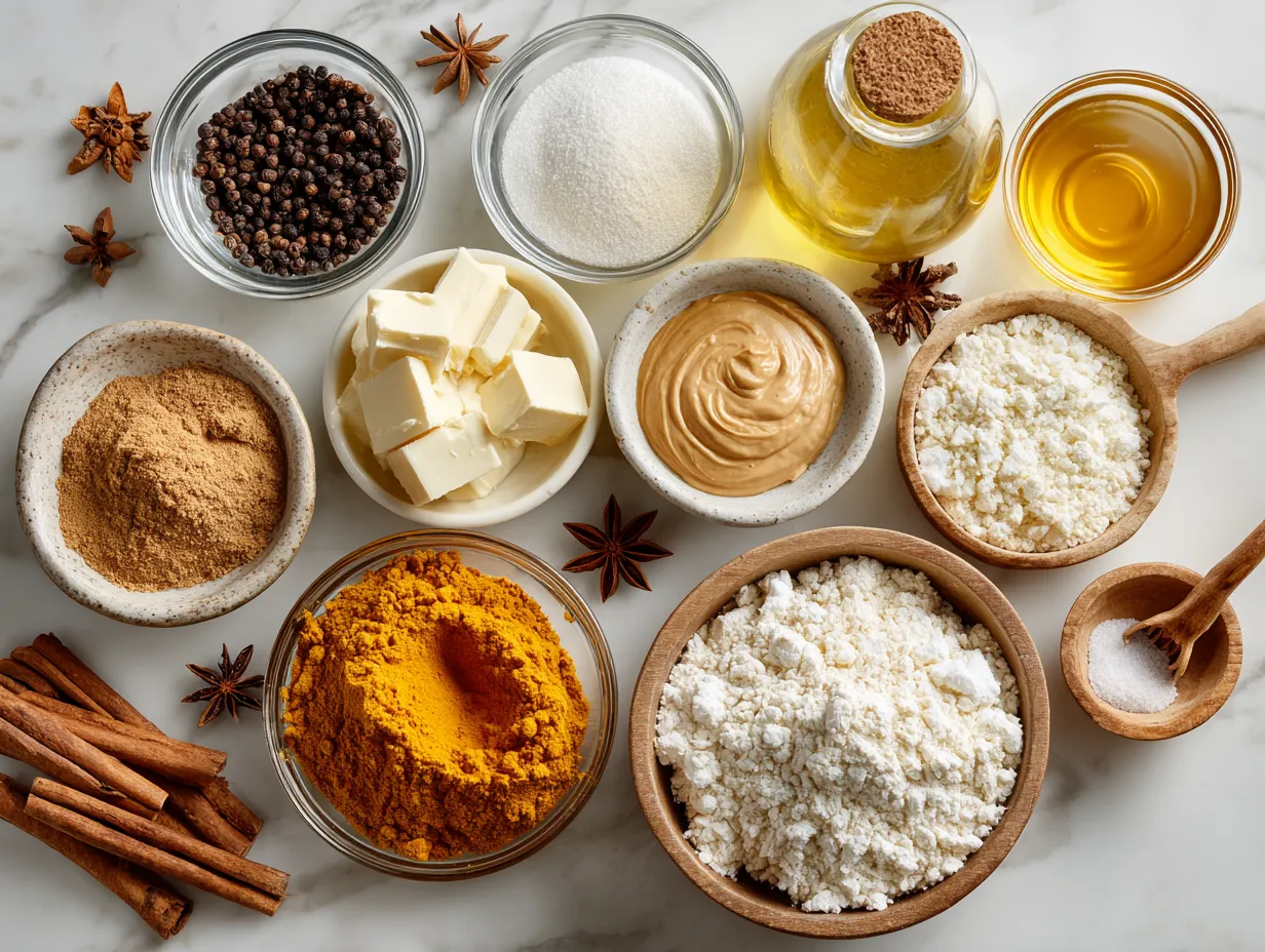Ingredients for making Spiced Creamy Pumpkin Roll